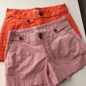 Banana Republic Pink and Orange Cotton Blend Shorts Duo